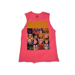 Marvel Comics Superheroes Sheer Pink Tank Top Size Medium SpiderMan X-men Hulk